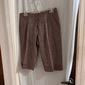 Trina Turk brown trouser Capri pants linen blend size 4